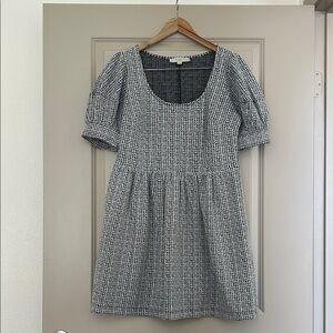 LOFT Black and White Textured Mini Dress